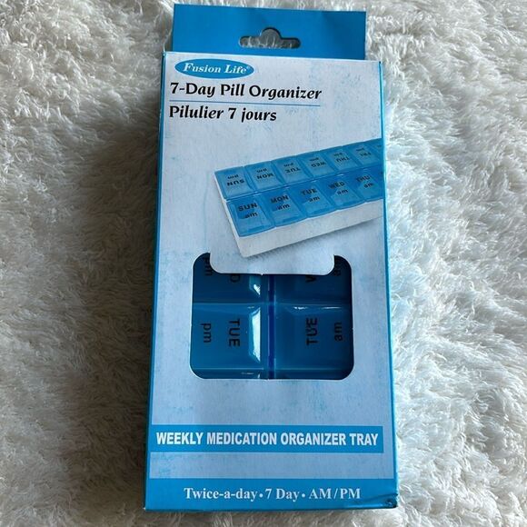NEW 7 Day AM/ PM‎ Pill Organizer Box Removable Travel Medication Twice a day - Picture 1 of 6